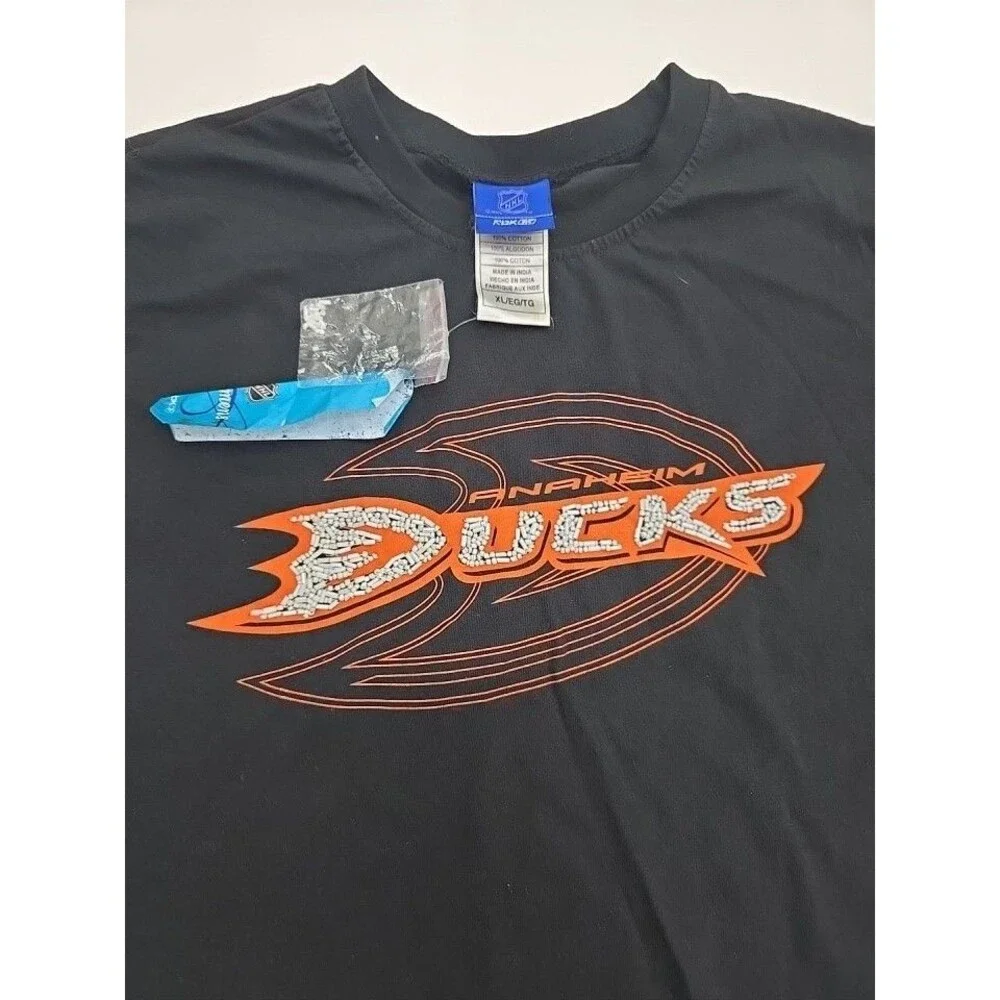 Reebok NHL Anaheim Ducks Earthquake Graphic T-Shirt Black Women's Size XL
